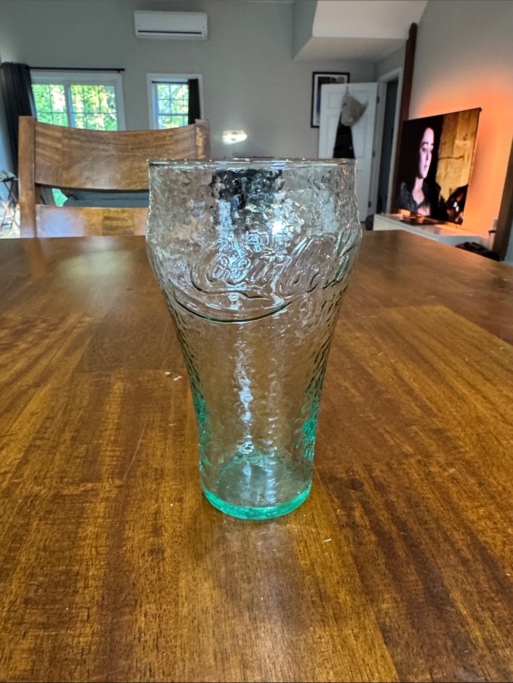 Vintage Coca-Cola Coke Embossed Textured Glass Tumbler - Aqua Green